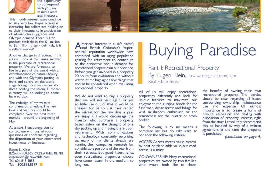 Feature Article: Buying Paradise Part I: Recreational Property