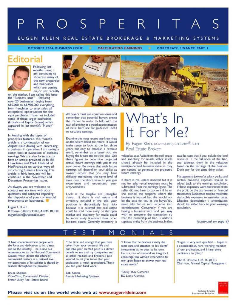 Prosperitas 2004 October What's in it for me Article